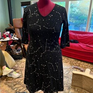 Elegant Black Constellation Long Sleeve Dress